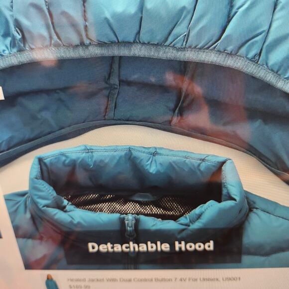 Venustas Heated Jacket NEW With Dual Control Button 7.4V For Unisex, U9001 Blue - Picture 7 of 16